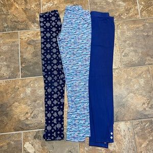 3 pair leggings size large or 10-12.